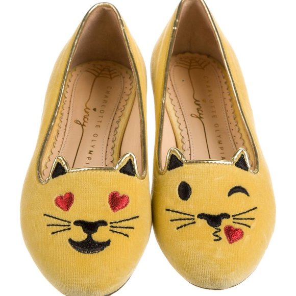 CHARLOTTE OLYMPIA Girls' Velvet Cat Loafers - Picture 1 of 5
